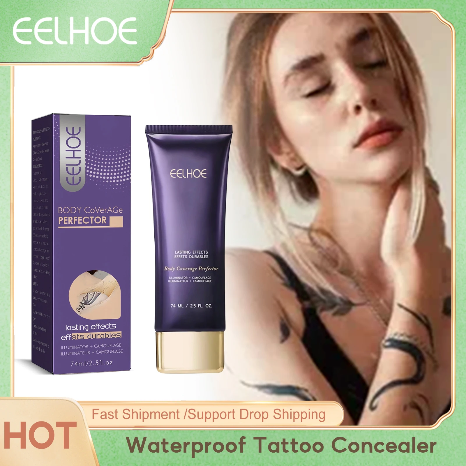 Eelhoe wasserdicht Tattoo Concealer Abdeckung Narbe Make-up aufhellen Foundation Creme Sommersprossen Muttermale Abdeckung Tattoo Concealer Creme