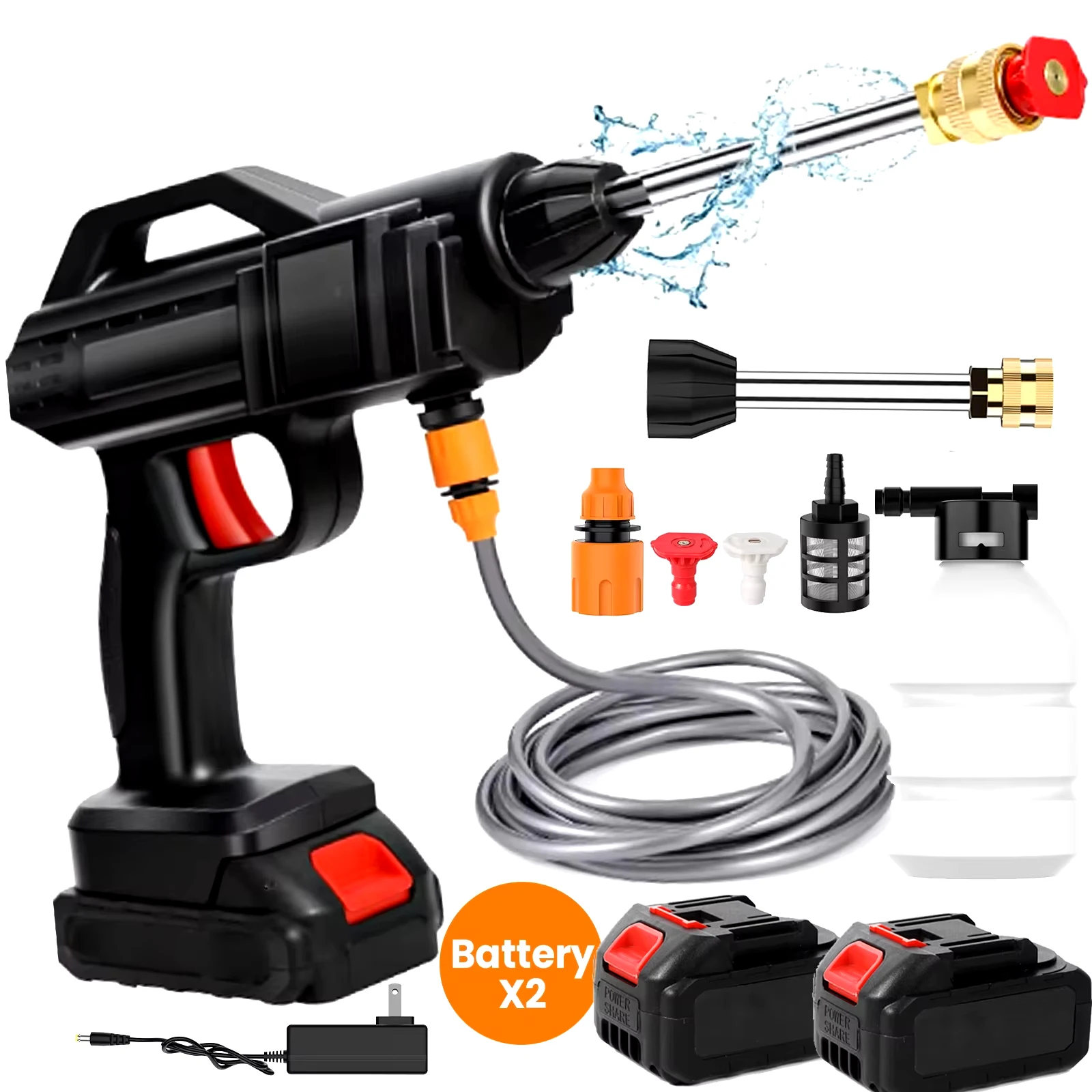 50Bar Cordless High Pressure Cleaner Washer Spray Water Gun Car Wash Pressure Water Cleaning Machine for Makita 21V Battery