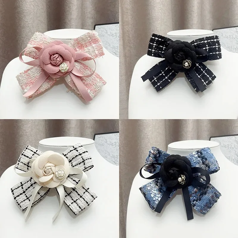 Koreańska moda Tkanina Broszka z kokardą Tkanina Art Camellia Flower College Style Kołnierzyk koszuli Szpilki Biżuteria modowa Odznaka Akcesoria — zdjęcie 2