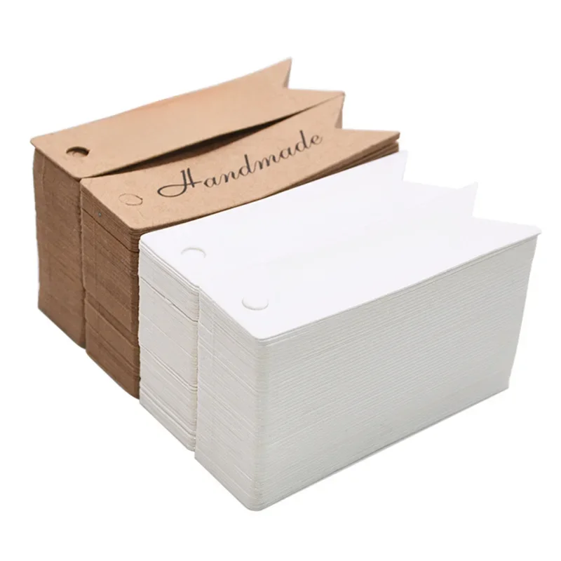 100 sztuk dziękuję mała etykieta papier pakowy Tag Vintage pieczone DIY materiały jubilerskie pusta wisząca etykieta zakładka karta podarunkowa TMZ — zdjęcie 2