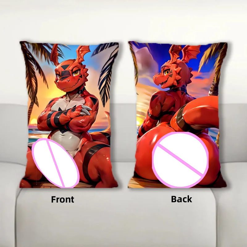 Dakimakura Furry Guilmon And Renamon Anime Body Pillow Double Side Print Half Body Throw Pillow Bedding Pillowcase