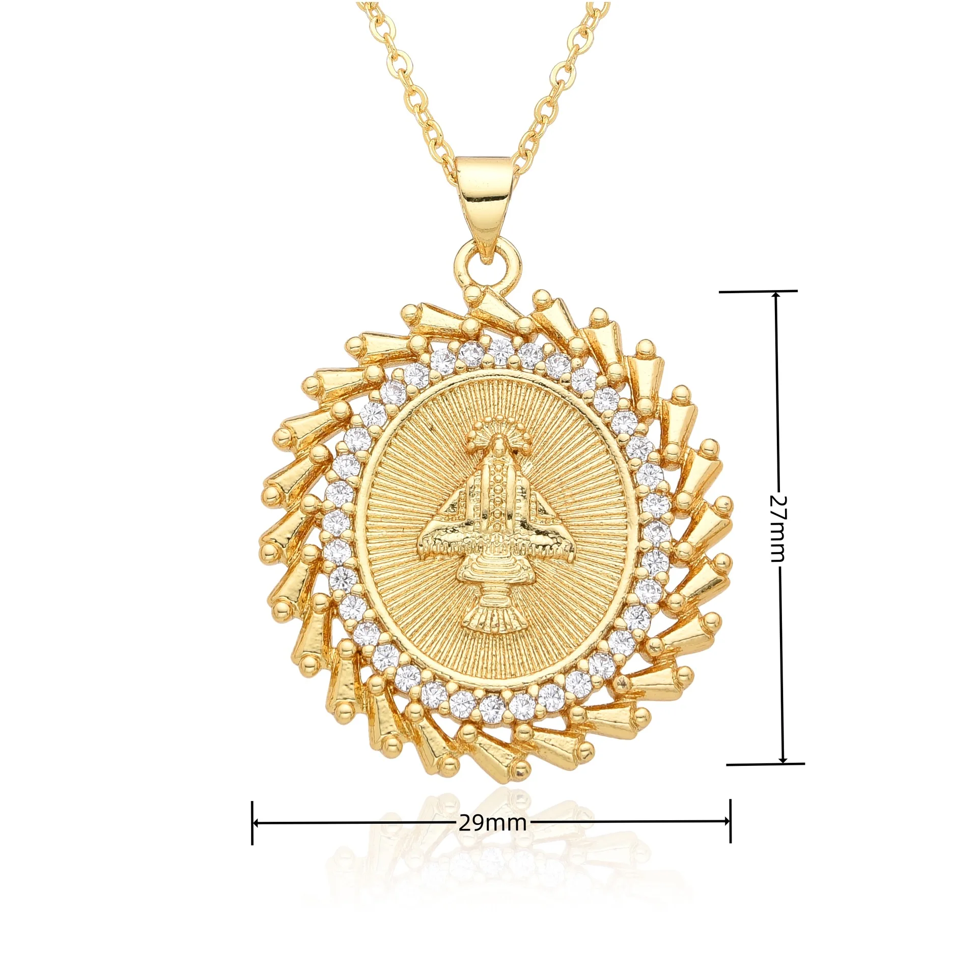 18K gold-plated fashionable colored zircon gold-plated clavicle chain Death Virgin Mary necklace daily wear jewelry