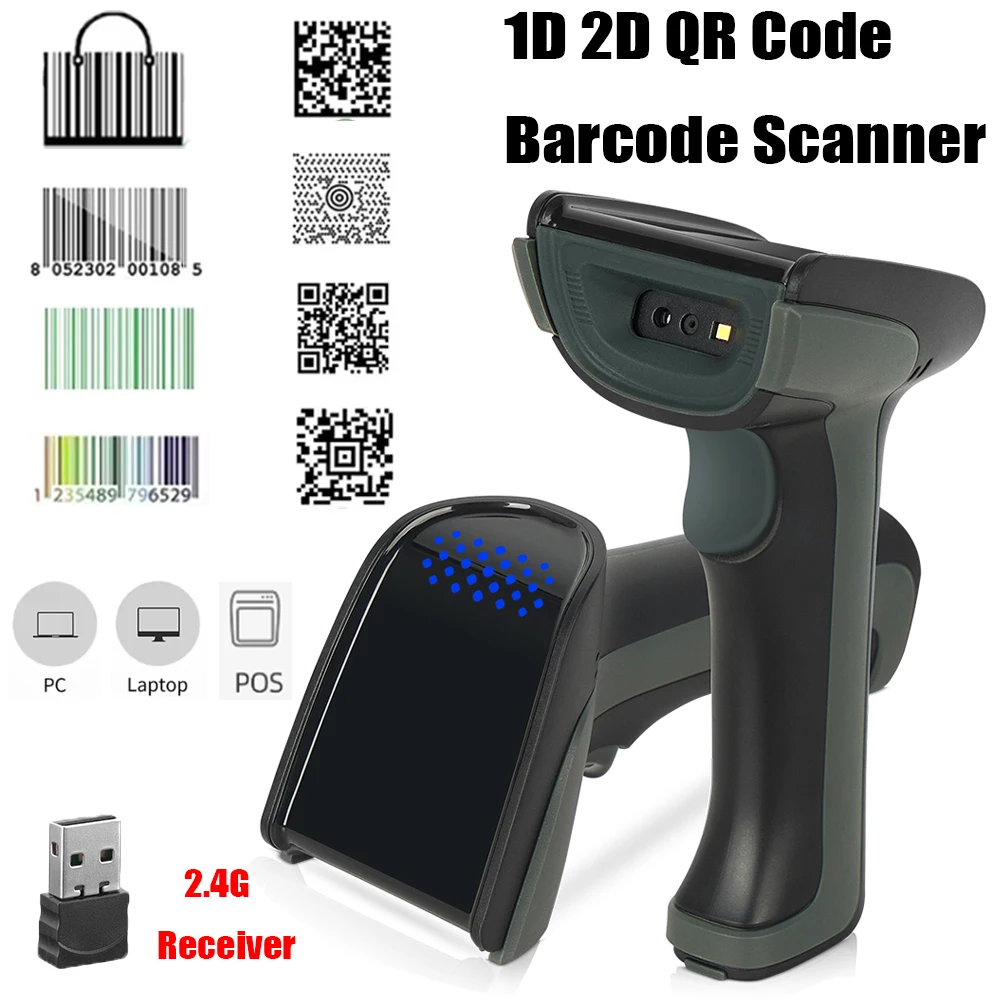Leshine Wireless Bluetooth 5.0 Barcode Scanner 1D 2D QR Code USB Type-C Barcode Scanner Reader for Supermarkets for iOS Android
