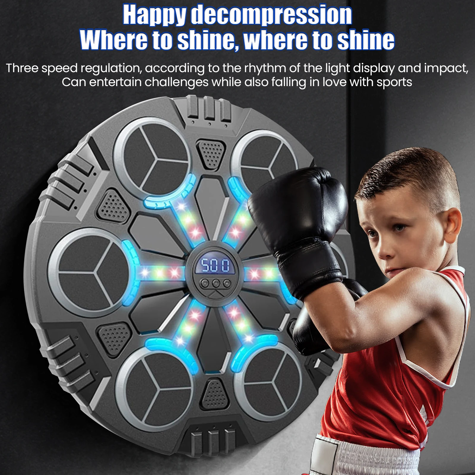 Nouvel Entraîneur de Boxe Musical Intelligent Portable pour Enfants avec Gants, Modes Rythmiques Interactifs et Conception Sûre – Fitness à Domicile pour Enfants