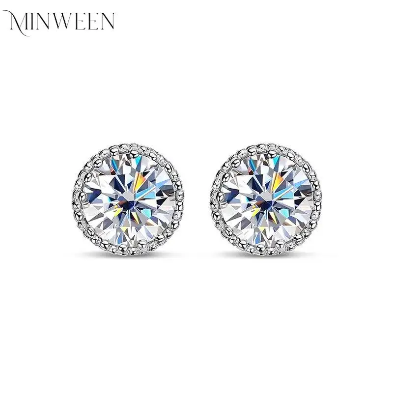 

1ct Moissanite Stud Earrings for Women Round Sparkling Lab Diamond Ear Studs 100% S925 Sterling Silver