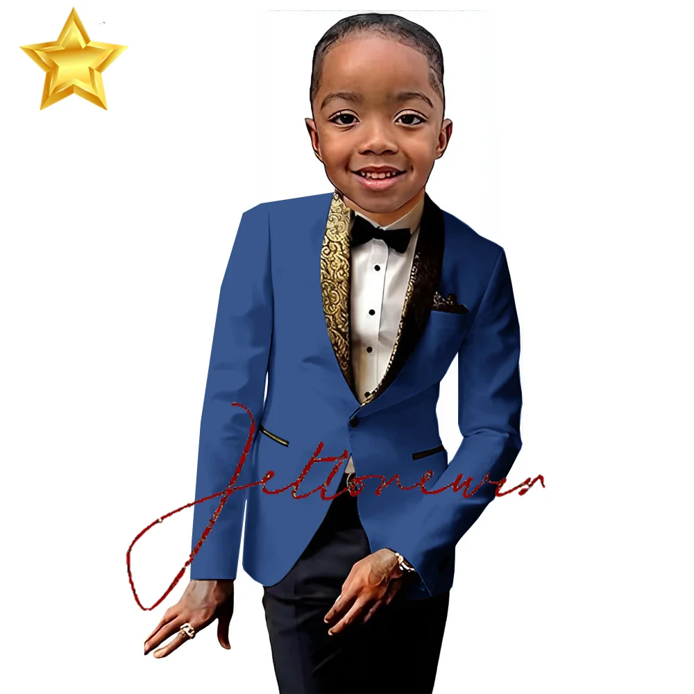 Ivory Suit for Boys Blazer Pants 2 Piece Set Embroidered Collar Wedding Kids Tuxedo Formal 2-16 Years Old Outfit Child