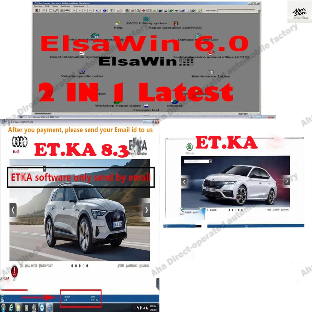 

ELSAWIN 6.0 & Etka 8.3 maintenance software group vehicle electronic parts catalog, suitable for European and American car model