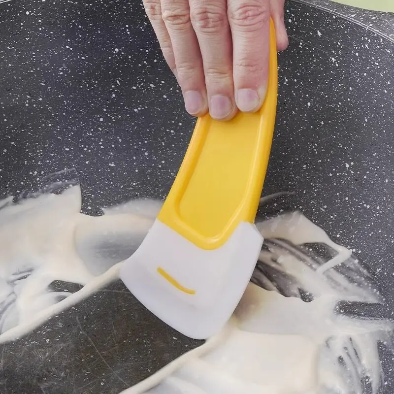 Cleaning Silicone Spatula Kitchen Scraper Soft Blade Scraper Brush Dirty Pan Pot Dishes Cleaner Tools Silicone Kitchen Utensils