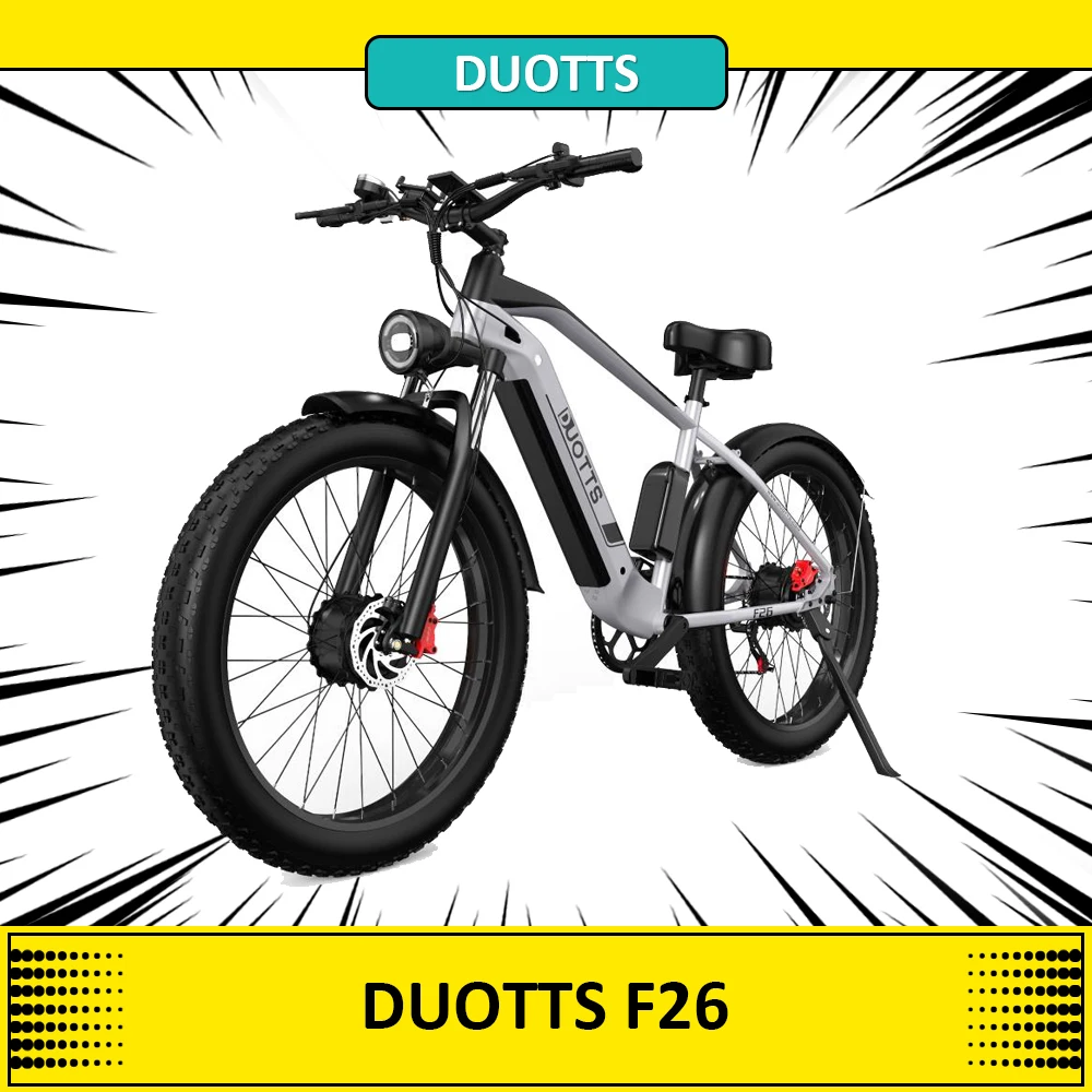 DUOTTS F26 Electric Bike 750W*2 Powerful Motor 48V 17.5Ah Battery 26*4.0 Fat Tires 55° Max Clibing 55km/h Max Speed MTB Bike