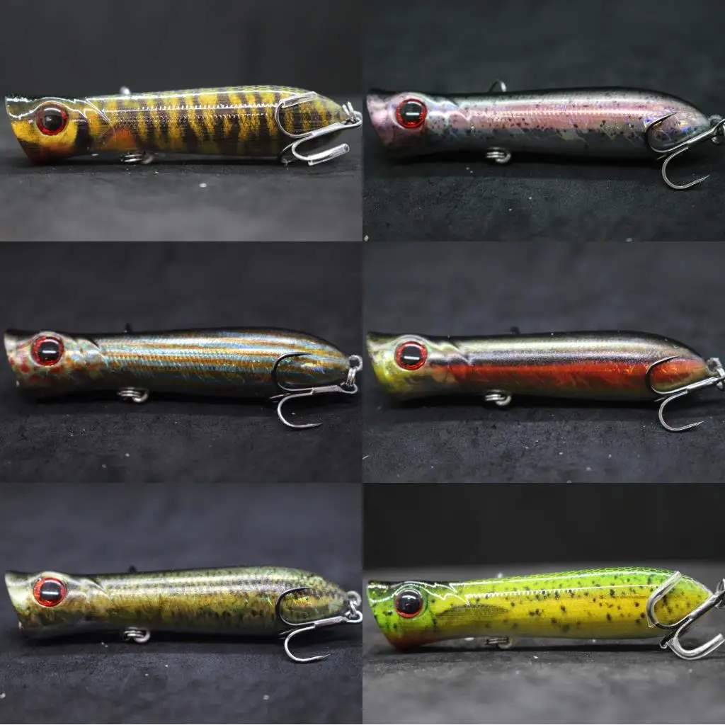 wLure 6 Lures in One Box 8cm 12g Fishing Lure Topwater Popper Real Skin Sea Insect bait Fake lure Ice Lure Fishing HT683KB