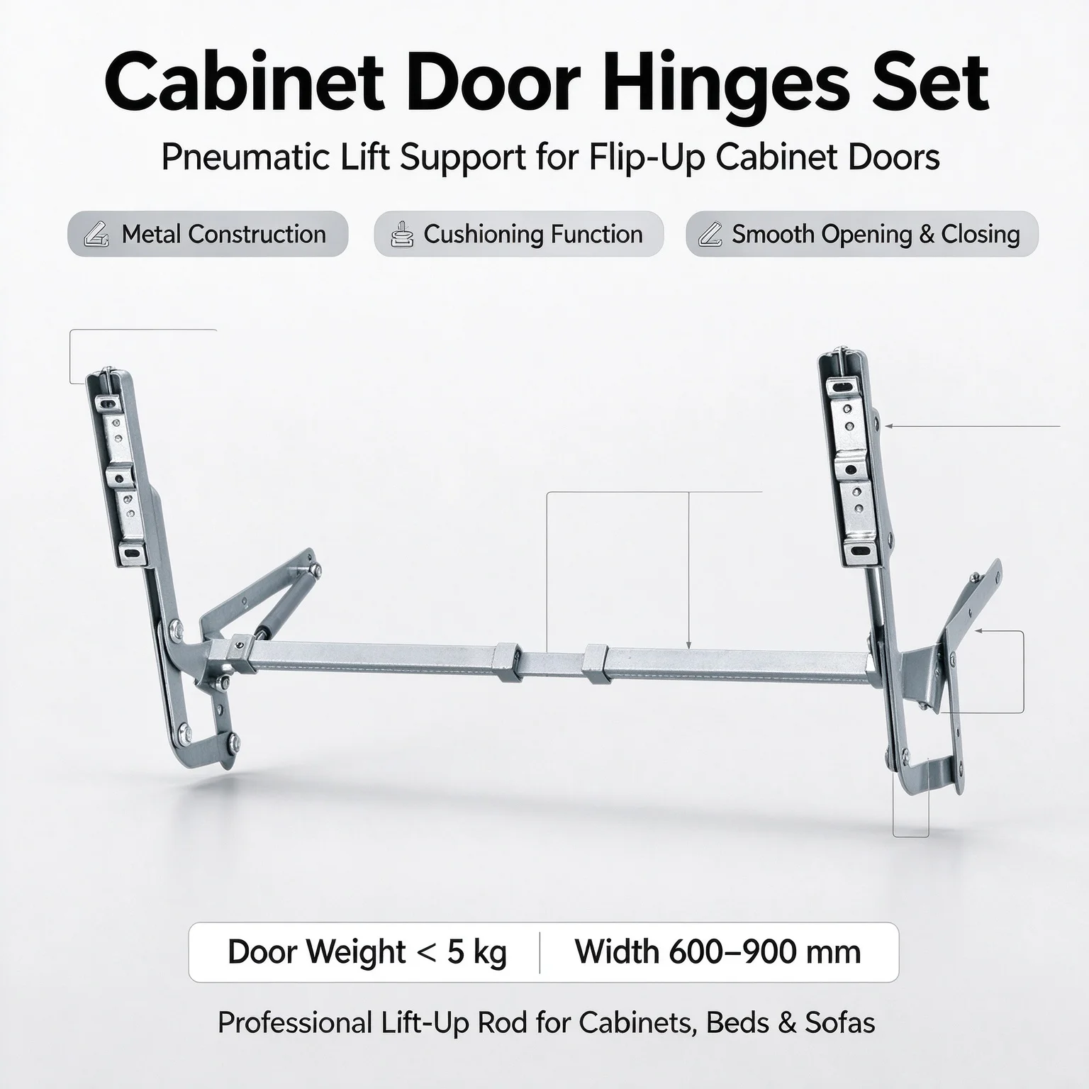 Cabinet Door Hinges Kit Kitchen Mechanism Hinges for Living Room Simple Assembly Versatile Sturdy Accessory Pneumatic Arm