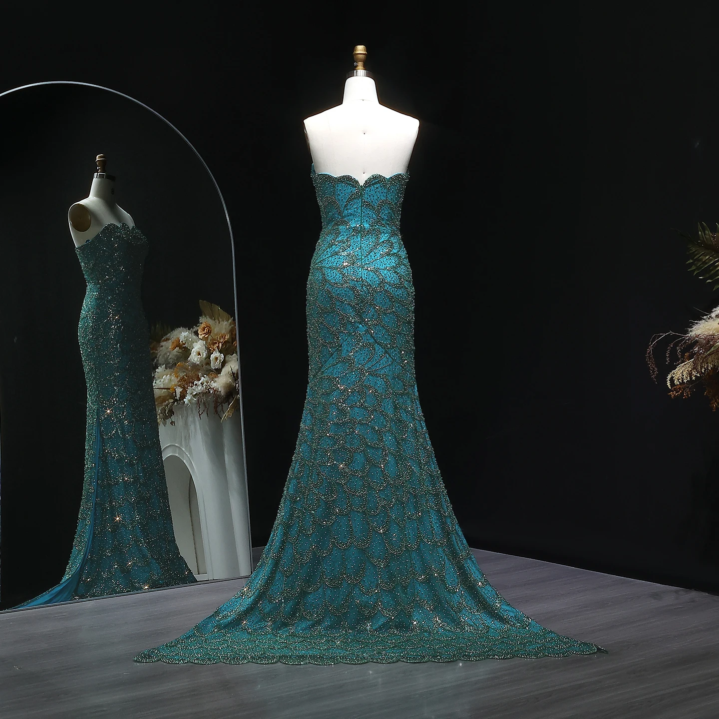 Sharon Said Stunning Emerald Green Strapless Mermaid Evening Dress for 2025 Wedding Arabic Formal Party Gowns SS601 Customized image 4
