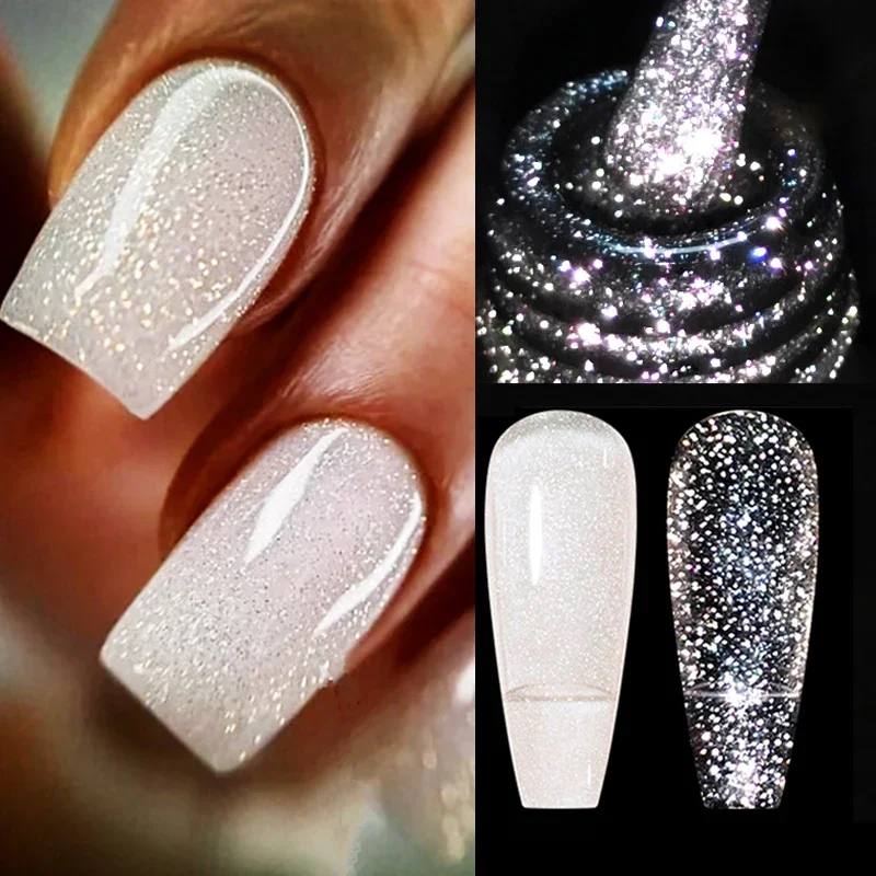 MEET ACROSS 7ml Translucidez Gel Reflexivo Esmalte Reflexivo Glitter Semi Permanente Soak Off UV Gel