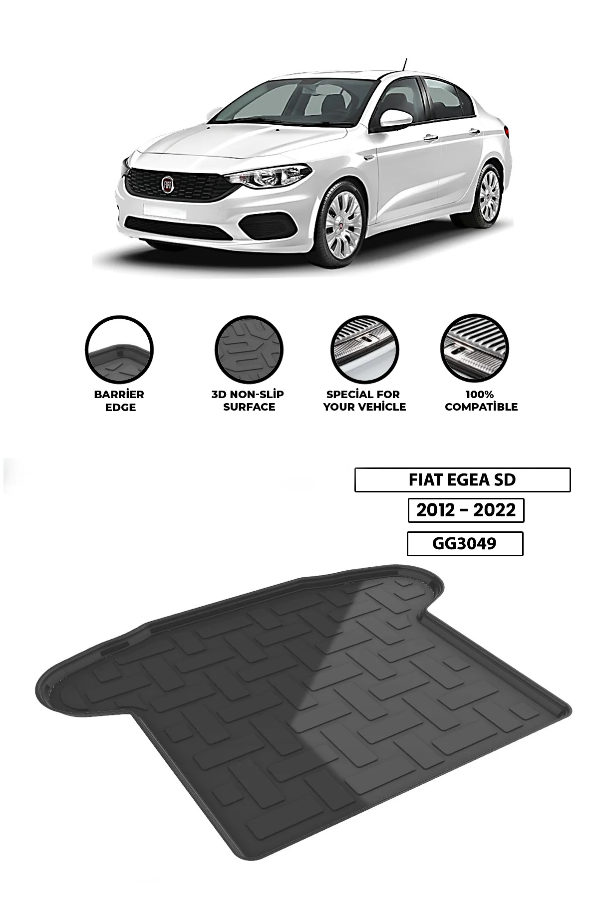 

For -FIAT-EGEA-SD 2012-2022 luggage compartment Diffuser Extension Rear Bumper Attachment Luggage compartment