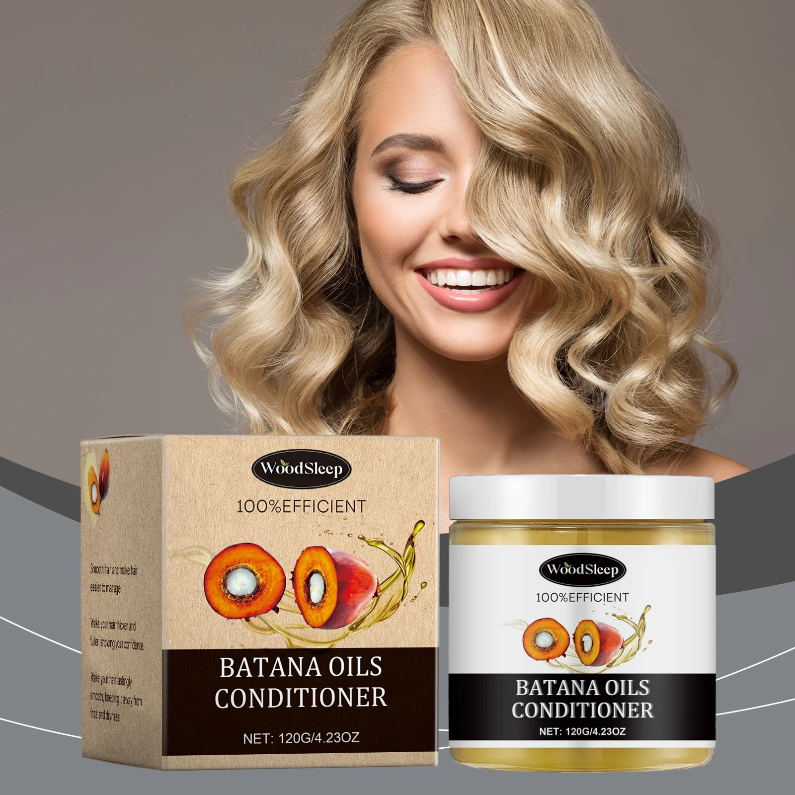 

Woodsleep 120g Batana Oil Hair Conditioner Moisturizing Care Improve Frizz Strengthen Root Anti Breakage Smooth Hair Conditioner