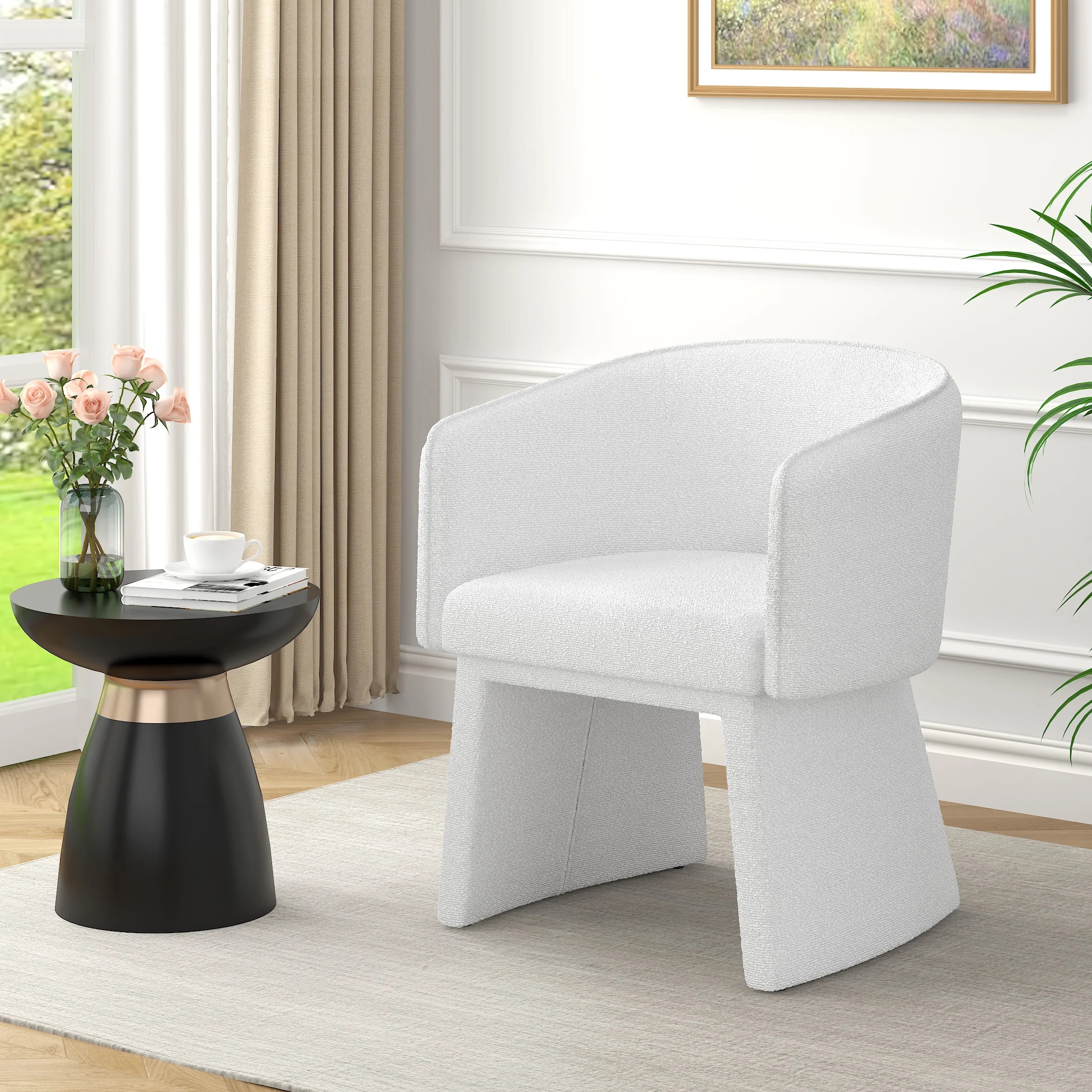 Simple and elegant chair, modern style white leisure chair, need to be assembled, must-have for restaurant, bedroom, living room