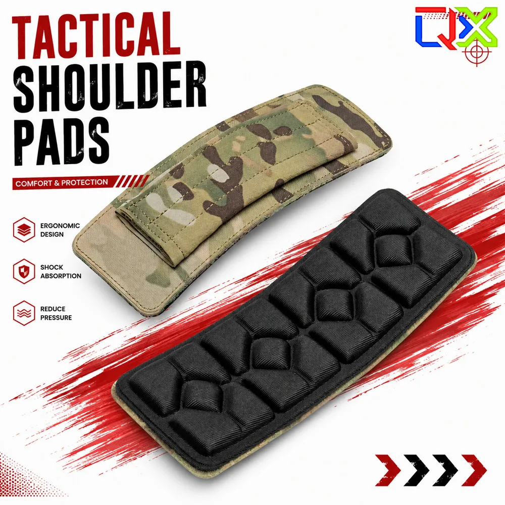 QX Backpack Load-Bearing Cushioning Decompression Breathable Pads Tactical Vest Universal Adjustable Hook and Loop Shoulder Pads