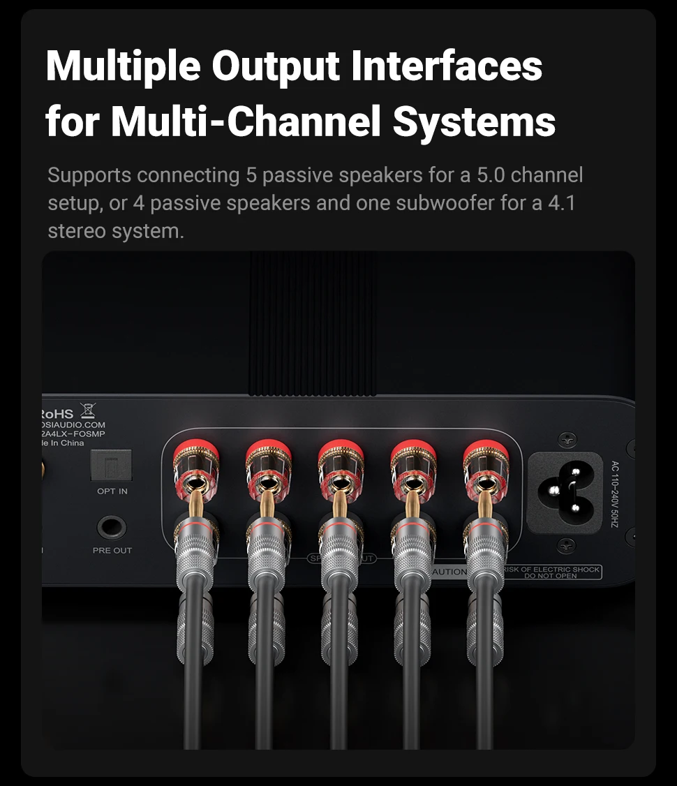 Fosi Audio HT4S Bluetooth 4.1 Heim-Sound-Verstärker, Mini-Desktop-Verstärker mit TPA3116 und Bass-Höhen-Steuerung für Lautsprecher-Subwoofer – Detail 7