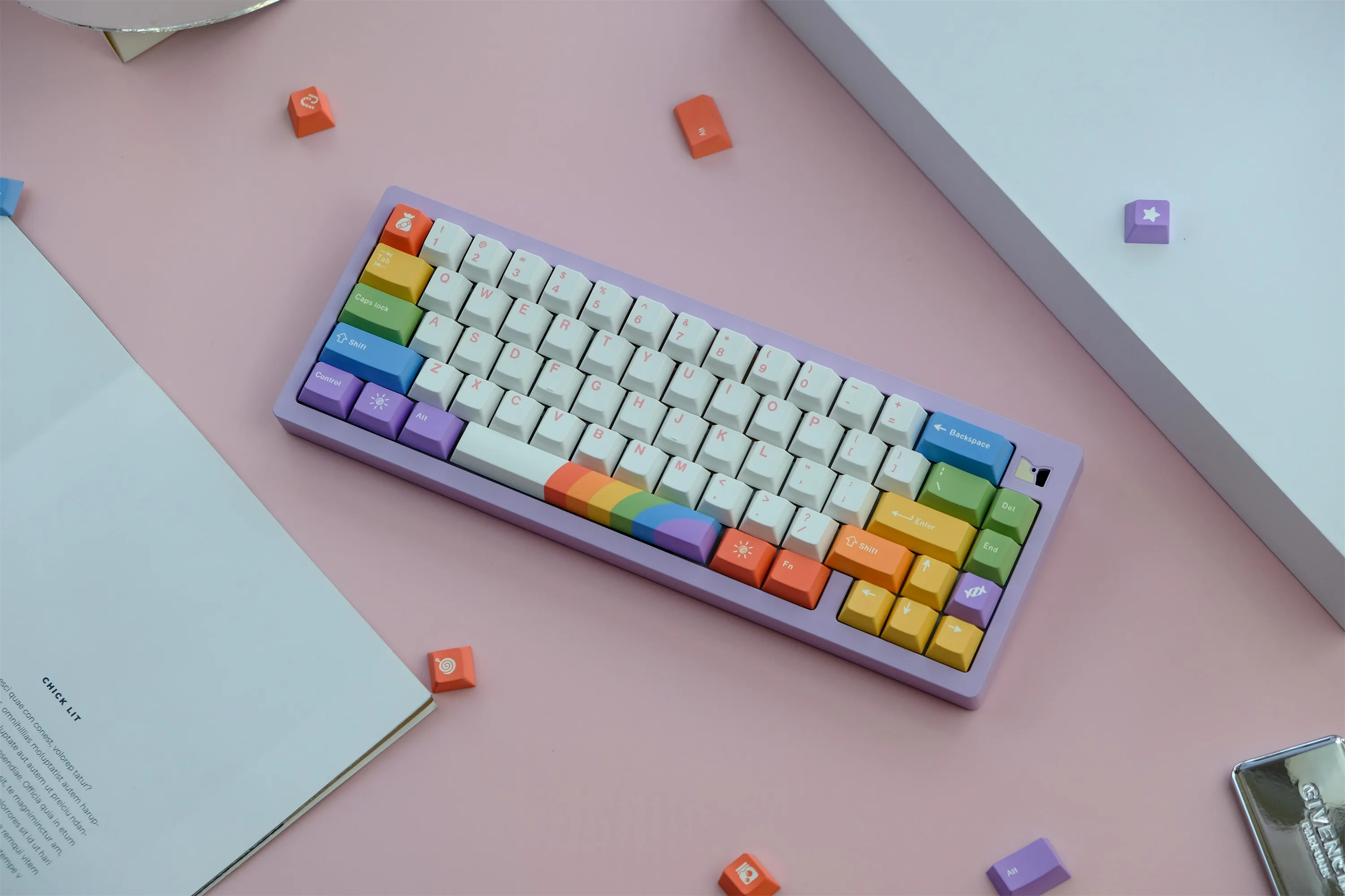 GMK RainbowI Keycap, 134 Keys PBT Keycaps Cherry Profile DYE-SUB Personalized GMK Keycaps For Mechanical Keyboard