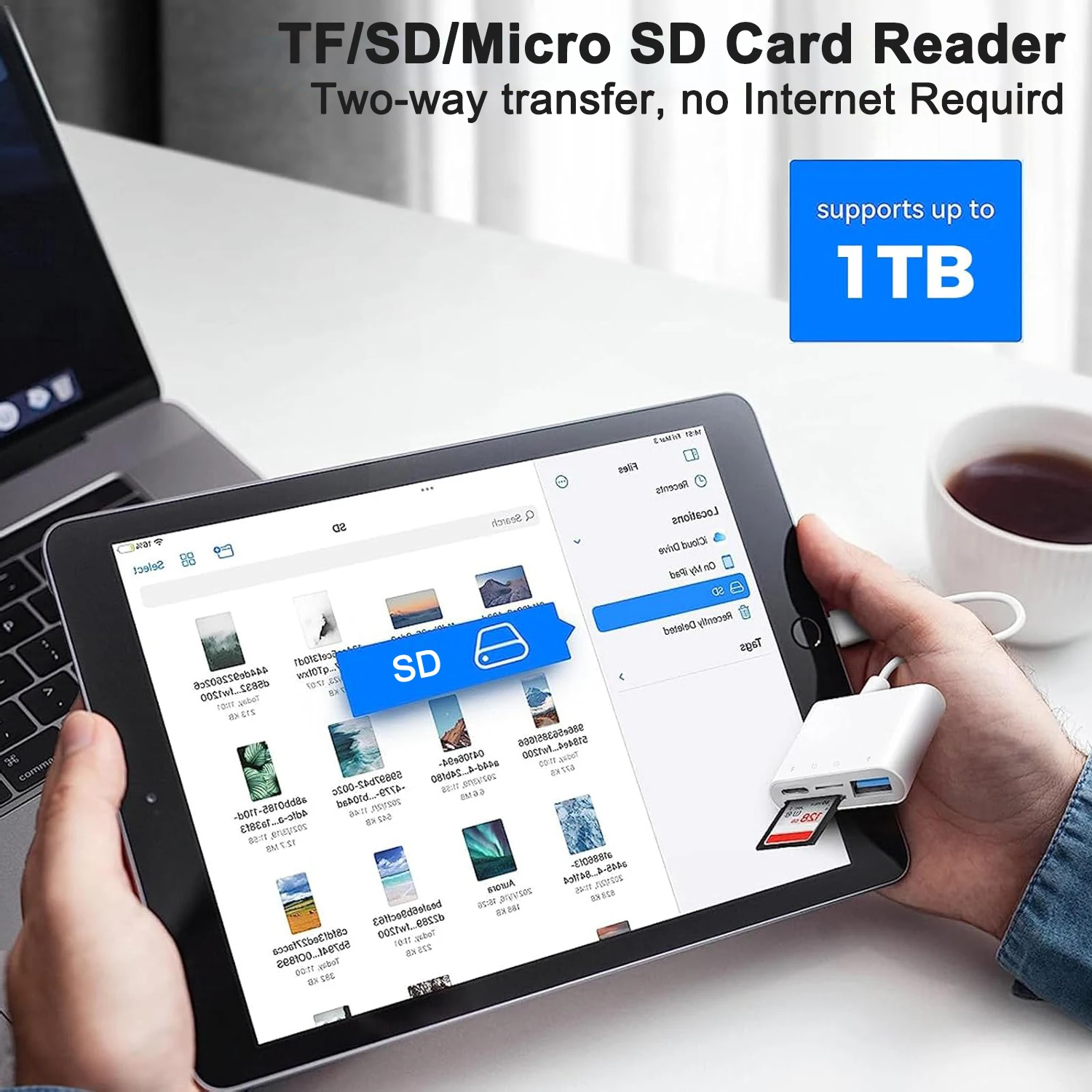 OTG 3 في 1 TF قارئ بطاقات SD نقل البيانات الفاصل قارئ الكاميرا محول آيفون 15 14 13 12 11 XR Pro Max XR