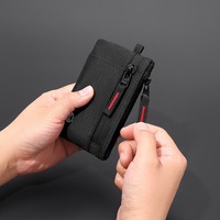 Rfid Credit Card Holder Men Wallets Luxury Nylon Slim Wallet Zipper Key Card Case Male Tactical Purse Coin Purse With Carabiner
