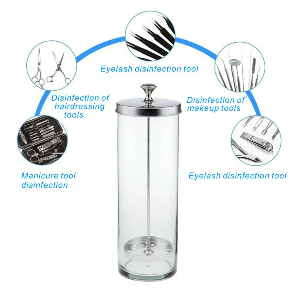 Disinfection Glass Jar Tools Germicide Jar Non-slip sanitizing for Barber Styling Tool Comb Scissors Manicure