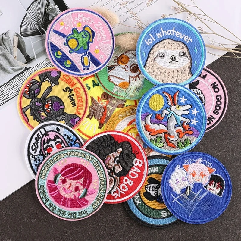 Danemark ges ronds brodés pour enfants, patchs thermoadhésifs, accessoires pour vêtements, chapeaux, sacs, mignons, animaux de dessin animé, rick