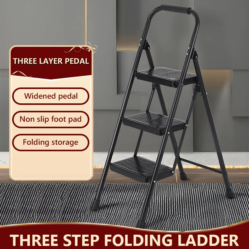

Foldable Multi-functional Thickened Indoor Step Ladder with Telescopic Extension, Compact Portable Four-step Climbing Stool