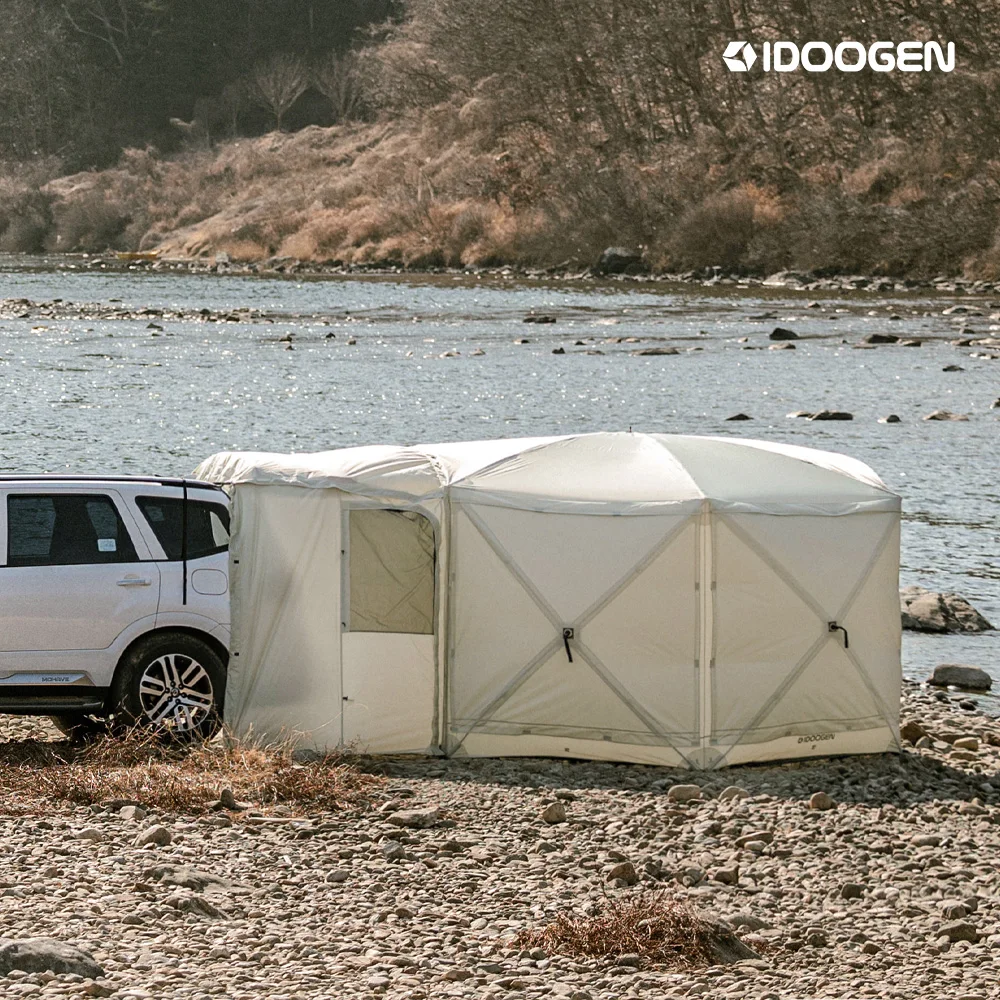 IDOOGEN المثمن سيارة التخييم خيمة لرسو السفن المأوى قبة قماش القنب قذيفة خيمة سيارة نوع الدعم الذاتي