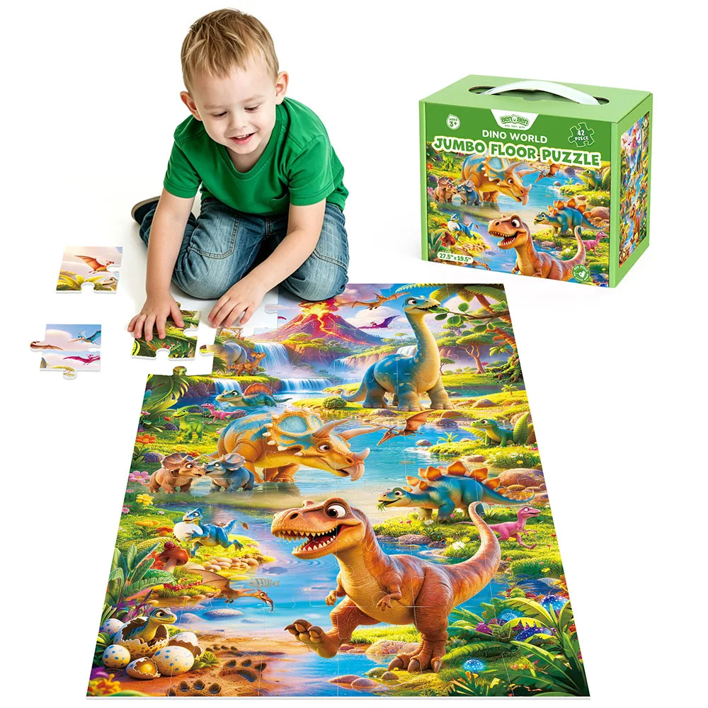 42 Piece Dinosaur Floor Jigsaw Puzzles, Dinosaur Educational Development Toys, Christmas Holiday Gifts for Boys Girls Children, Portable Boxed Brain-Teaser for Early Problem-Solving Skills & Motor Development, Learning Toys Dinosaur Assembly Game