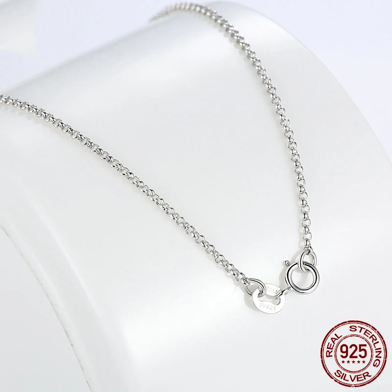 Bamoer-cadena básica de plata de ley 100% para mujer y niña, cierre de langosta, collar ajustable, colgante, joyería de moda