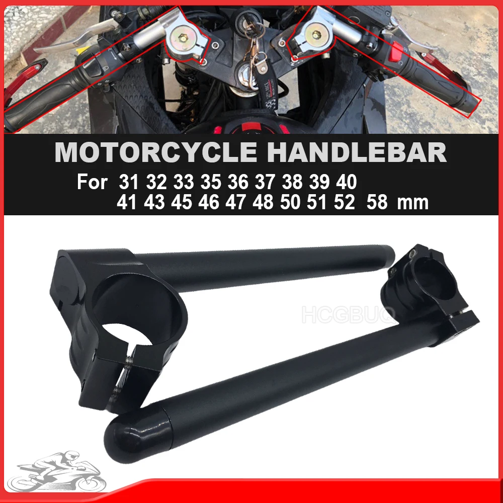 

Universal Motorcycle Handlebar Racing Adjustable 31 32 35 36 37 39 41 45 48 50 51MM Clip On Fork Tube Handle Bar For Cafe Racer