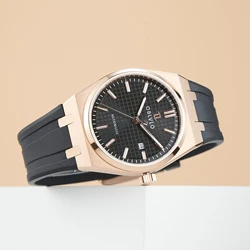 OBLVLO Mens Watch Mechanical Watches Luminous Transparent Automatic Movement Rubber Band Sport Watch for Business Men TM-SIM