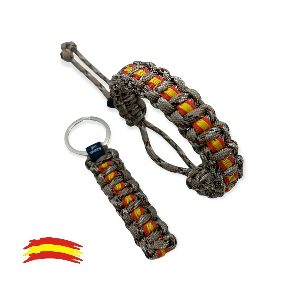 Adjustable Bracelet and Matching Keychain, Flag of Spain, Military Survival for Men, Fashion Complement Crafts.