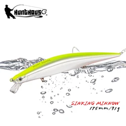 Hunhouse Tide Slim Minnow volantino esca da Pesca Casting lungo affondamento esca dura 175mm 34g Pesca Jerkbaits spigola luccio