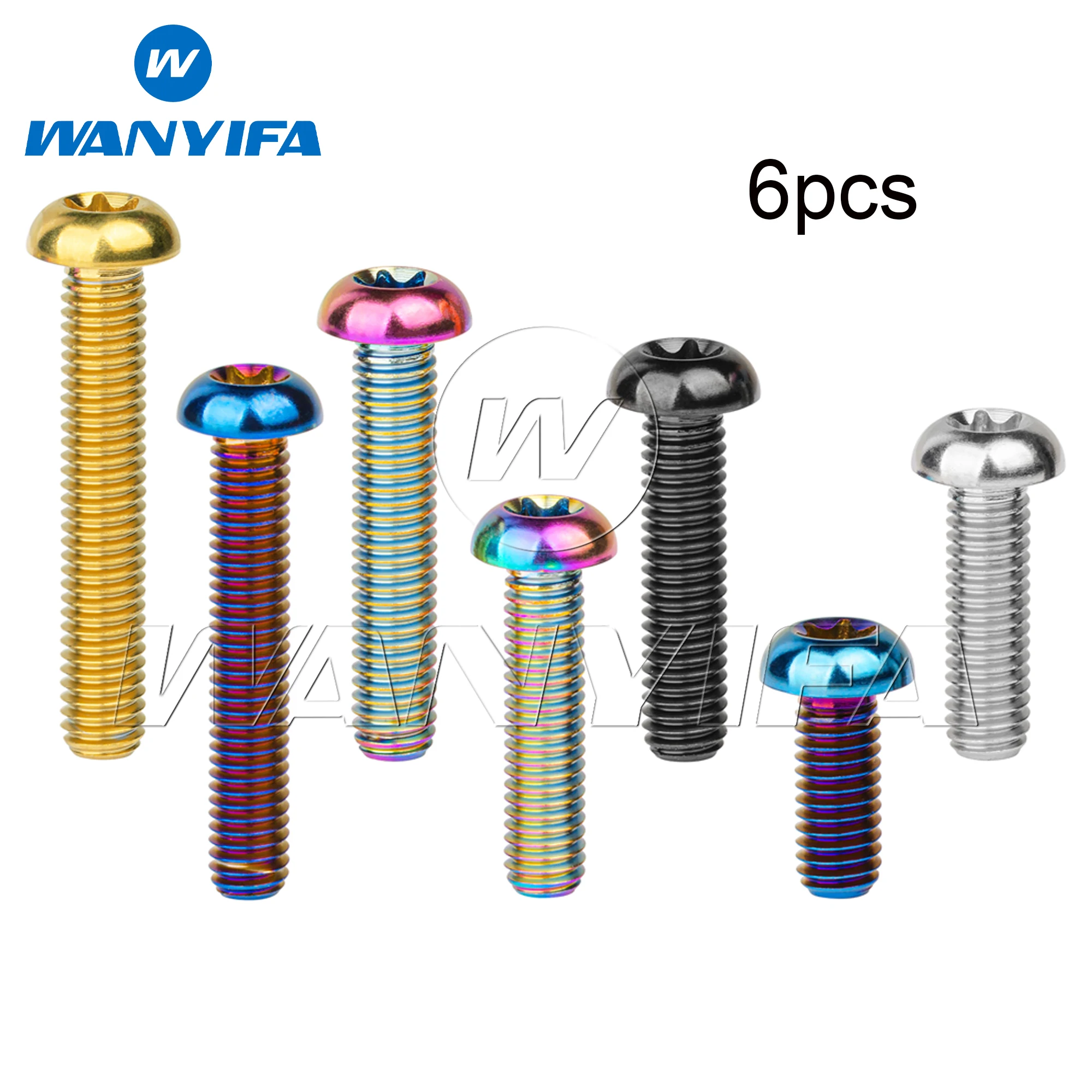 

Wanyifa 6pcs Titanium Bolt M6x10 15 20 25 30 35mm Button Torx T30 Head Screws for Road Bike Motorcycle Car Ti Alloy Parts