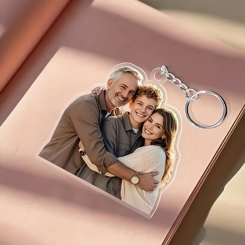 Custom Photo Acrylic Keychain, Shaped Acrylic Car Keyring, Backpack Charm, for Lovers, Friends, Pets