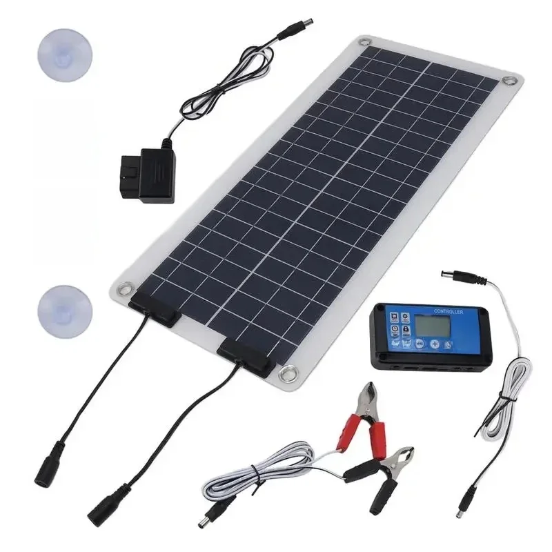 Solarpanel-Ladegerät, 100 W, wasserdichtes Erhaltungsladegerät, Solarbatterie-Wartungsgerät, Dual-Ausgang für 12 V-24 V, Auto, Wohnmobil, Boot, Motorrad