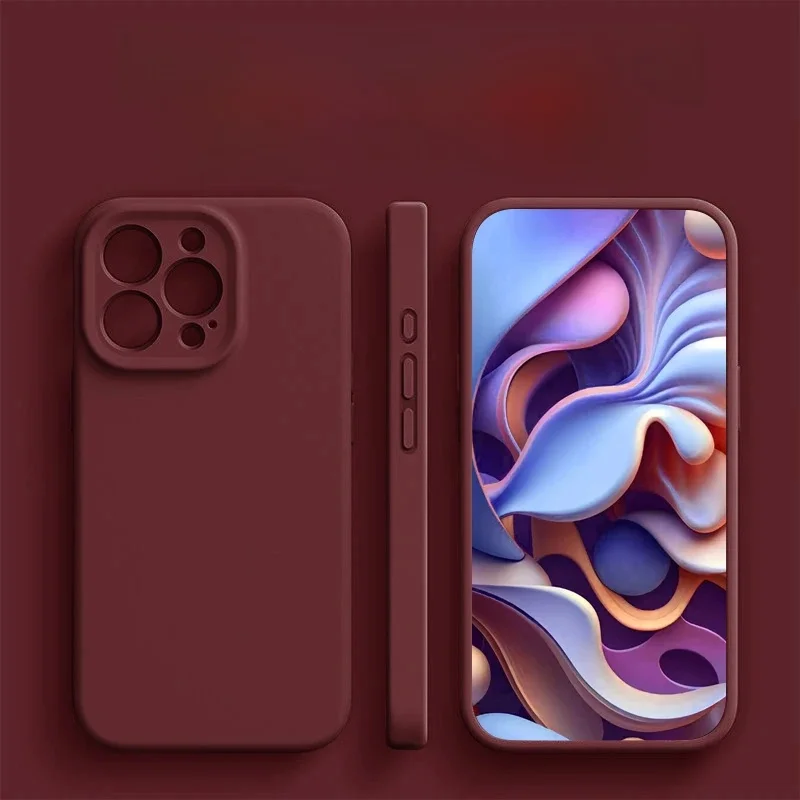 Luksusowe etui z płynnego silikonu do iPhone 16, 15, 14, 13, 12, 11, 16 Pro Max – odporne na wstrząsy, miękkie, z ochroną obiektywu aparatu, akcesoria. — 2