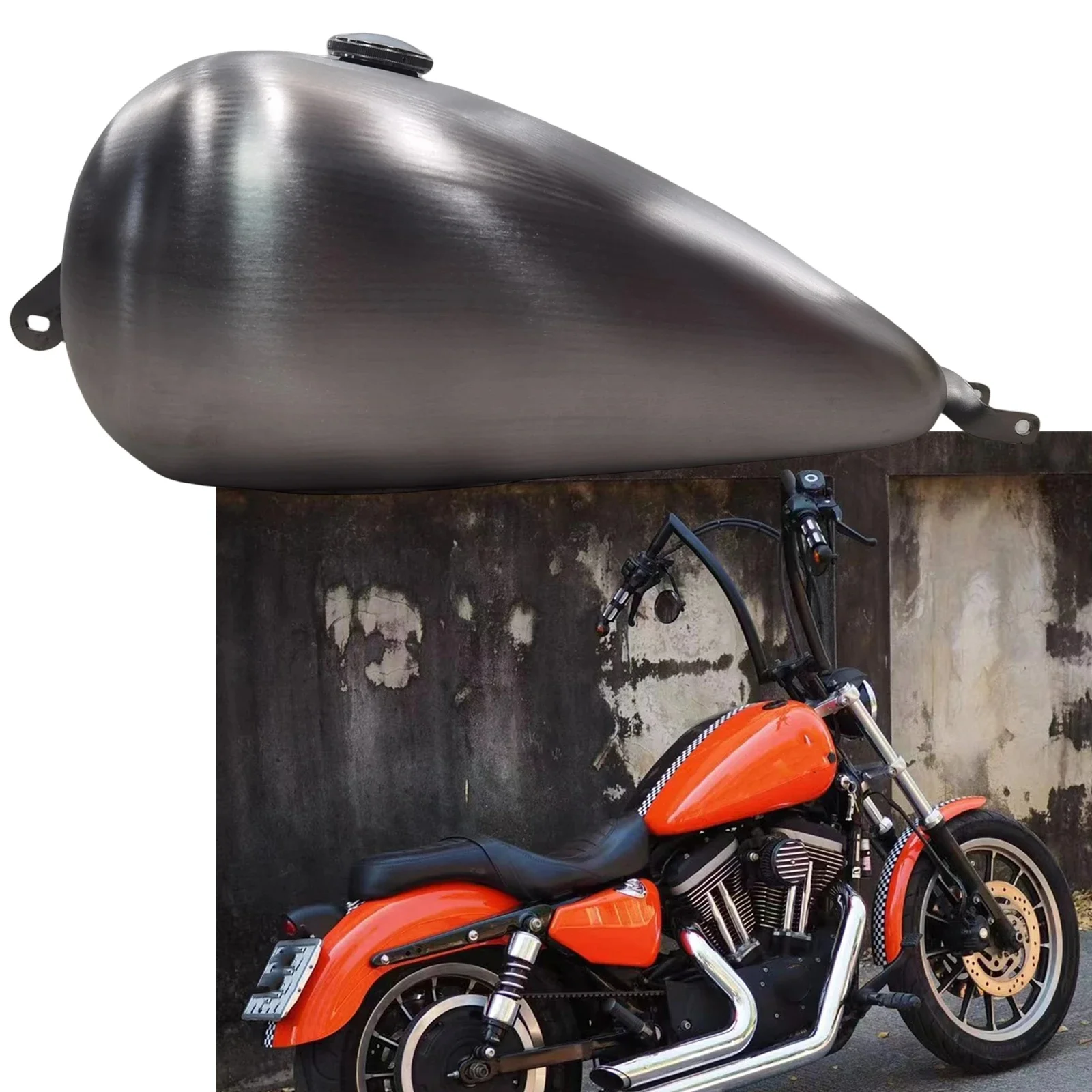 Motocyklowy zbiornik paliwa 20L, żelazny kufer bagażowy do Harley Sportster serii 2007-2022 — zdjęcie 2