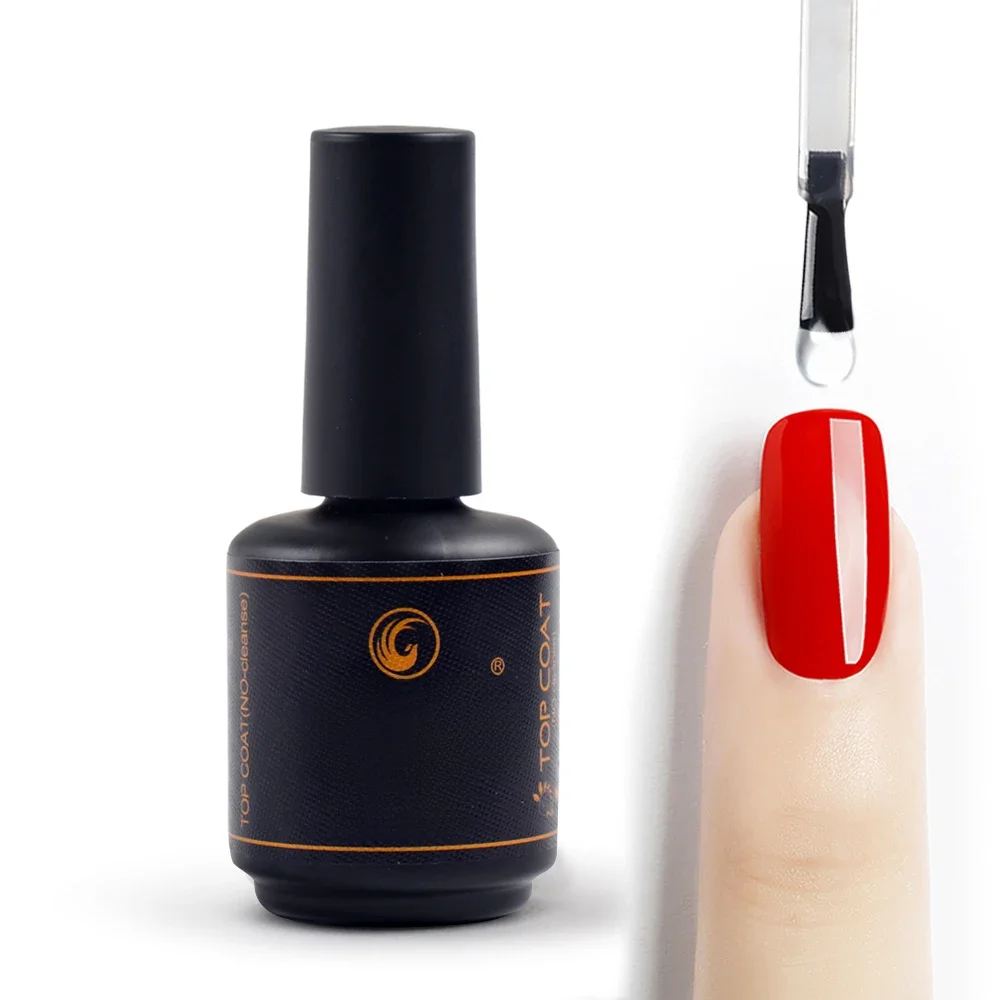 Fengshangmei-Prego Gel Top Coat, No Wipe, Verniz Gel UV, Selagem, Limpar, Topcoat Diamante, 15ml