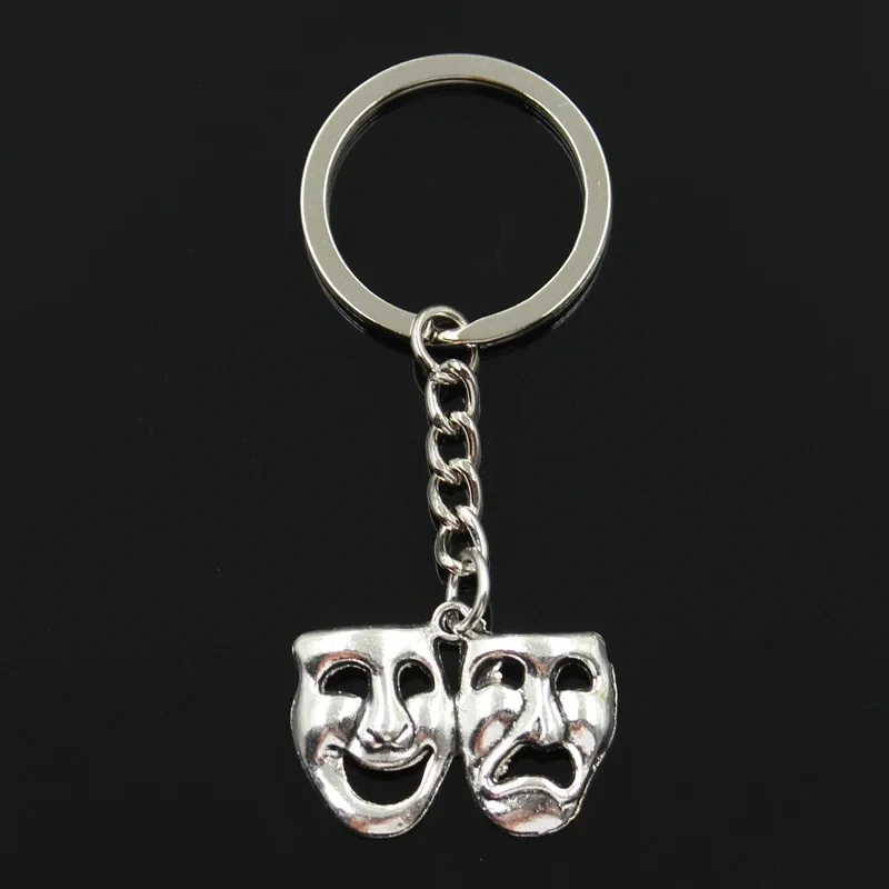 Moda 30mm breloczek metalowy breloczek brelok biżuteria antyczny brąz srebrny kolorowy platerowany komedia tragedia maski 31x23mm wisiorek — zdjęcie 2