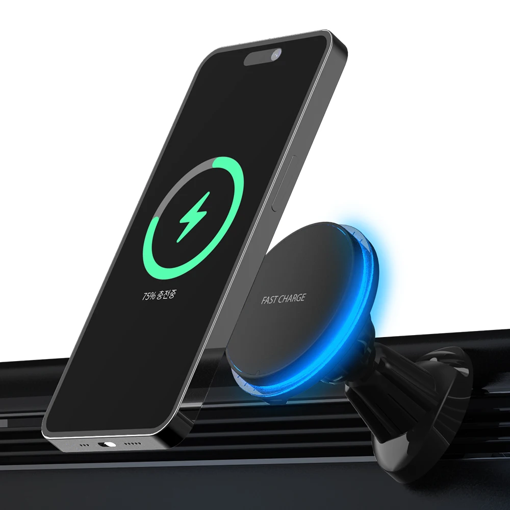 Prime cue 15W Mac safe car cell phone high speed wireless charger hold