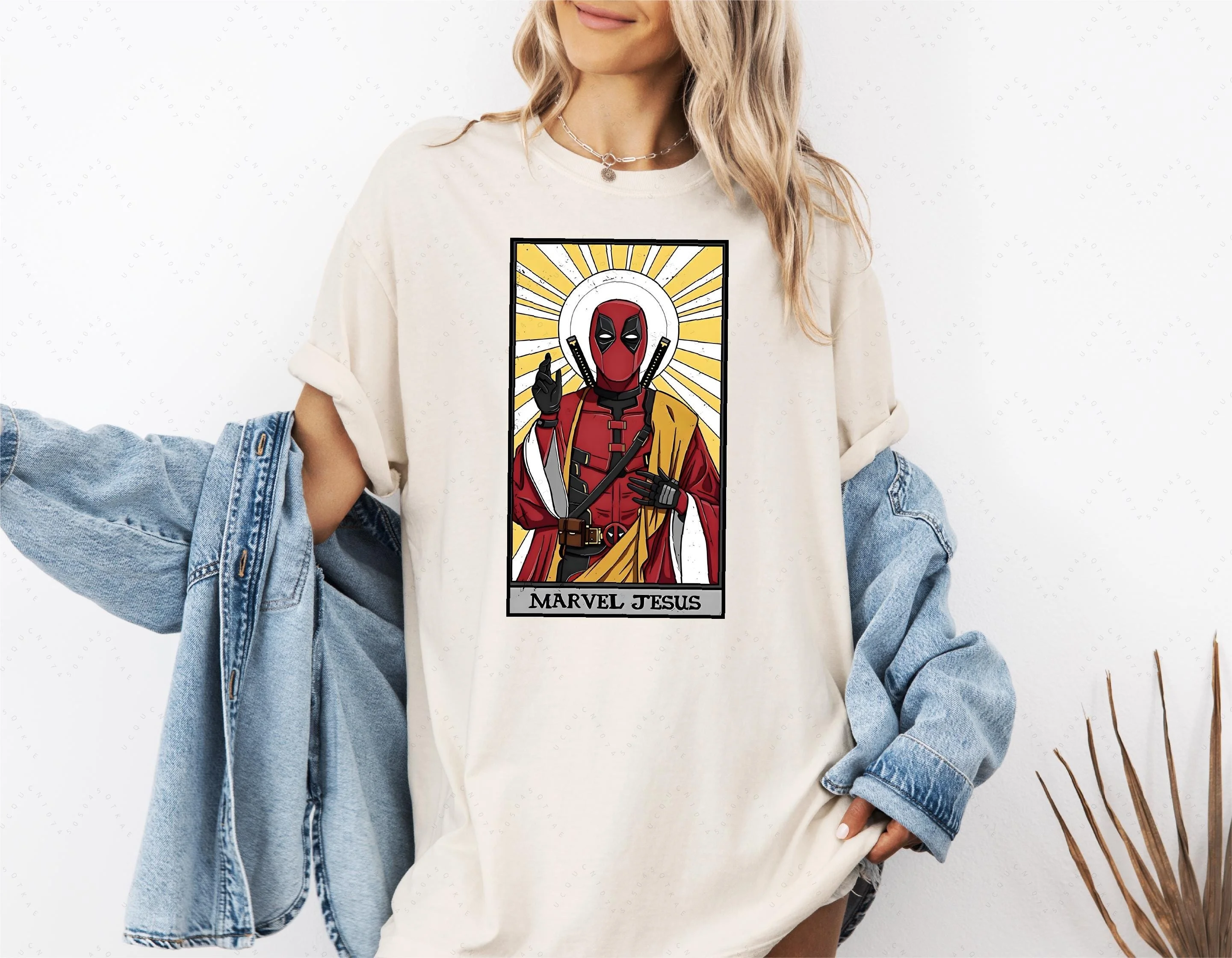 ألوان أعجوبة يسوع قميص ديدبول يسوع تي شيرت مضحك الراحة الدينية الأعلى مارفل ديدبول تي شيرت المنتقمون يسوع تي شيرت الصيف الخريف #3