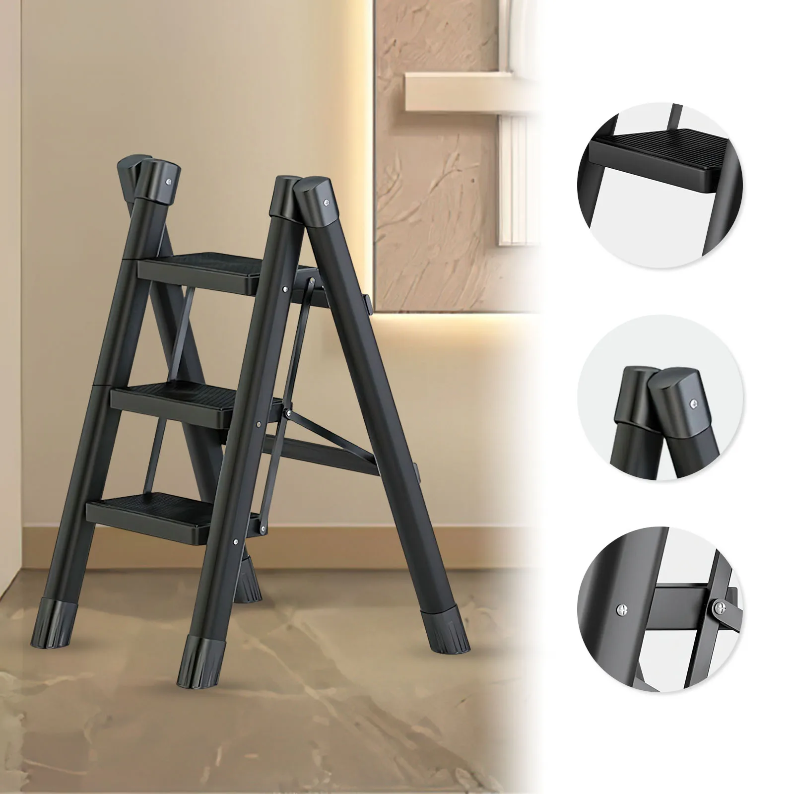 Ladder Household Multi-Functional Foldable Ladder Portable Kitchen Step Folding Stair Chair Flower Stand Storage Shelf