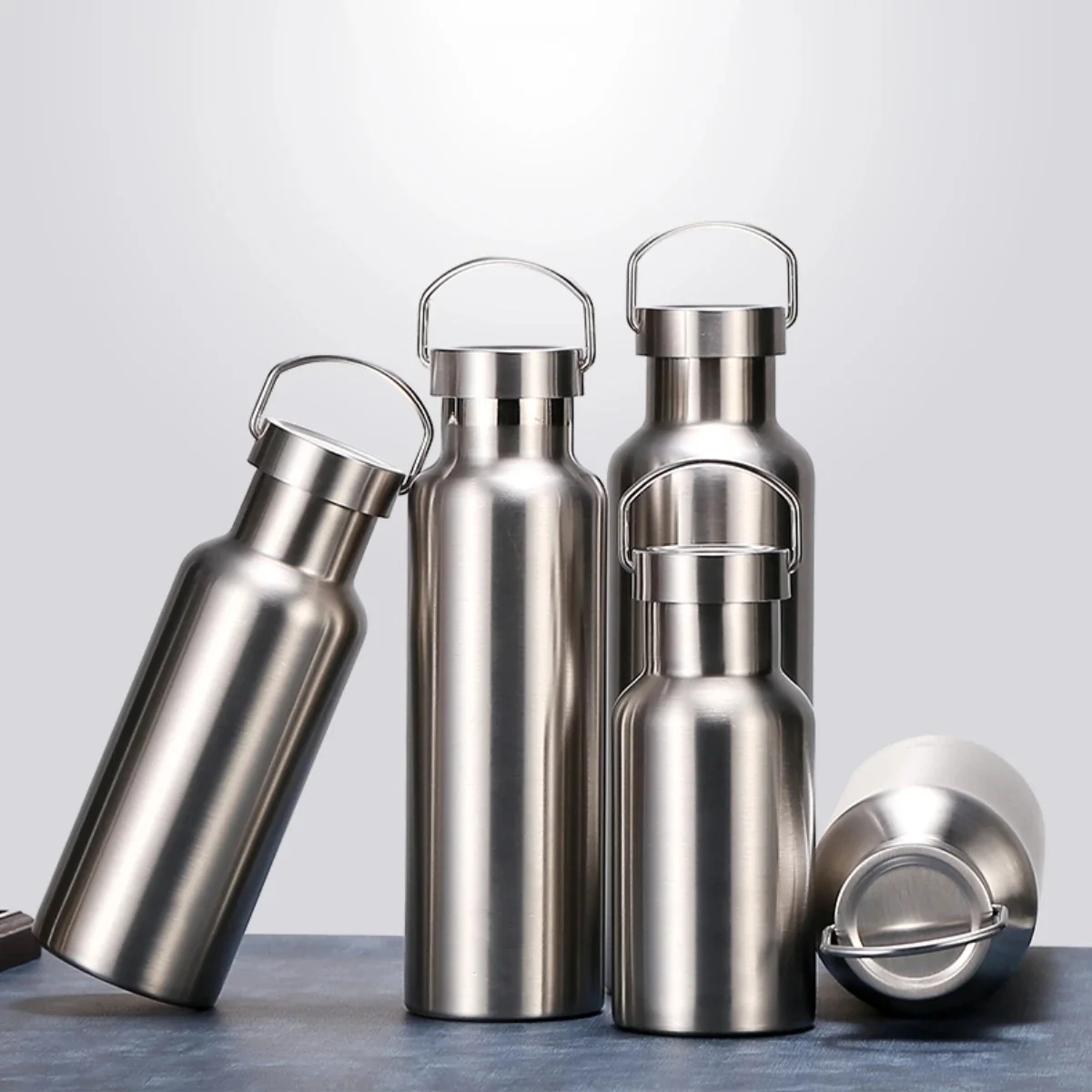 AliExpress leno Stainless Steel Thermos Water Bottle Leak-proof Double Wall Large Capacity Wide Mouth Sports Water Bottles For Cycling