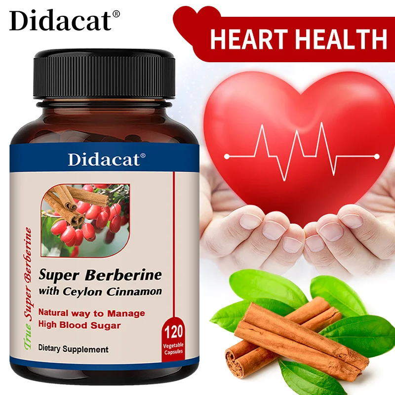 

Berberine HCl with Ceylon Cinnamon Capsules, Antioxidant, Support Body Metabolism, Digestive, Cardiovascular & Immune Health