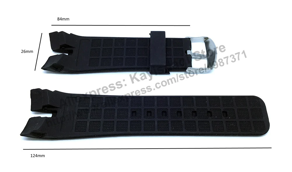 Fits/for Roger Dubuis Excalibur and Easydrive RDDBEX0405 - 26mm Black Soft Silicone Rubber ES45 Watch Band / Strap / Belt