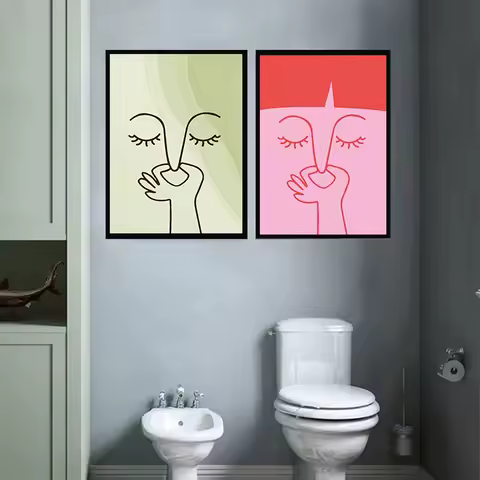 Funny Bathroom Wall Art Posters Prints Abstract Bad Smell Minimalist Toilet Canvas Painting Bathroom Wall Decoration Pictures