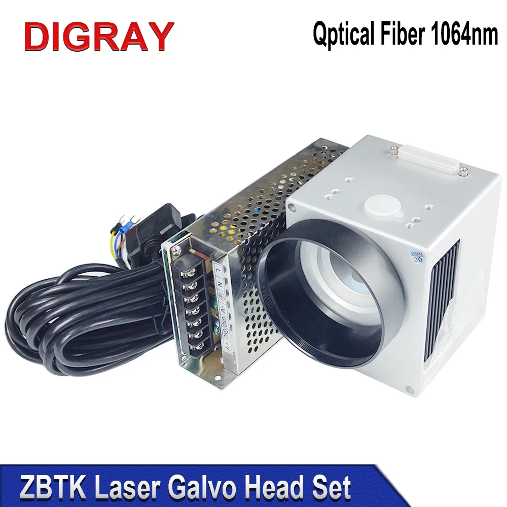 DIGRAY Fiber Laser Scan Galvo Head Set ZBTK 1064nm Apeature 10mm Galvanometer Scanner with Power Supply.